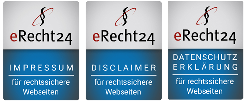 eRecht24 Hinweis sicheres Impressum und Datenschutz